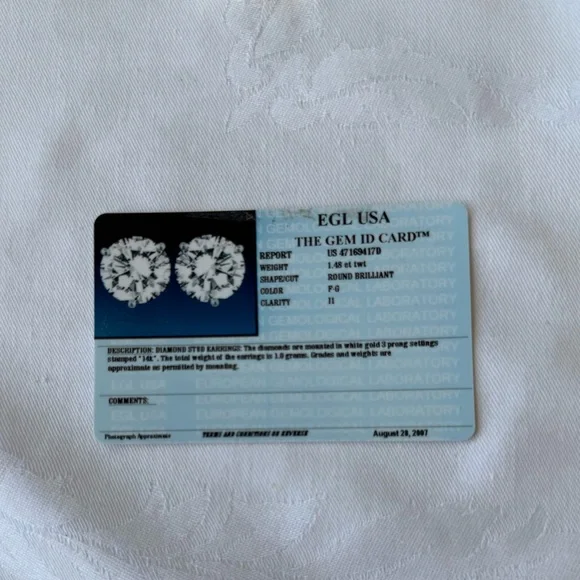 Martini Set solitaire Stud Earrings 1.48 ct natural diamond 14k white gold. - Picture 8 of 8